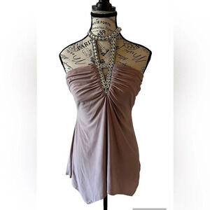 Venus pink and rhinestone halter top. NWOT